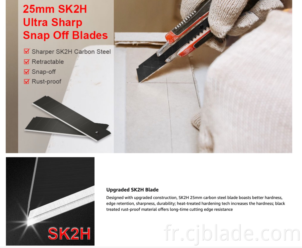 25mm Snap Off Utility Knife Blades Black Steel